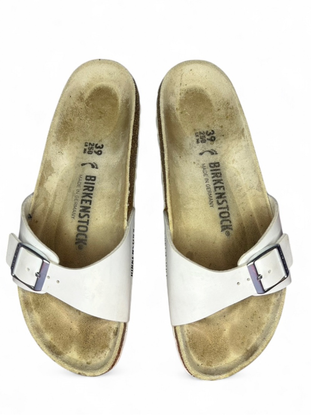 Women’s Birkenstock Madrid Hammered Big Buckle Size 9 Sandals EU 40 White Shoes